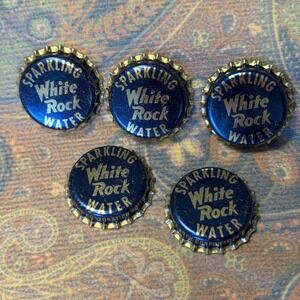 White rock Sparkling Water CORK BOTTLE CAP Vintage New, Boston, Mass. Lot Of 5